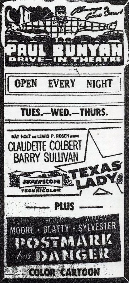 Paul Bunyan Drive-In Theatre - Summer 1956 (newer photo)